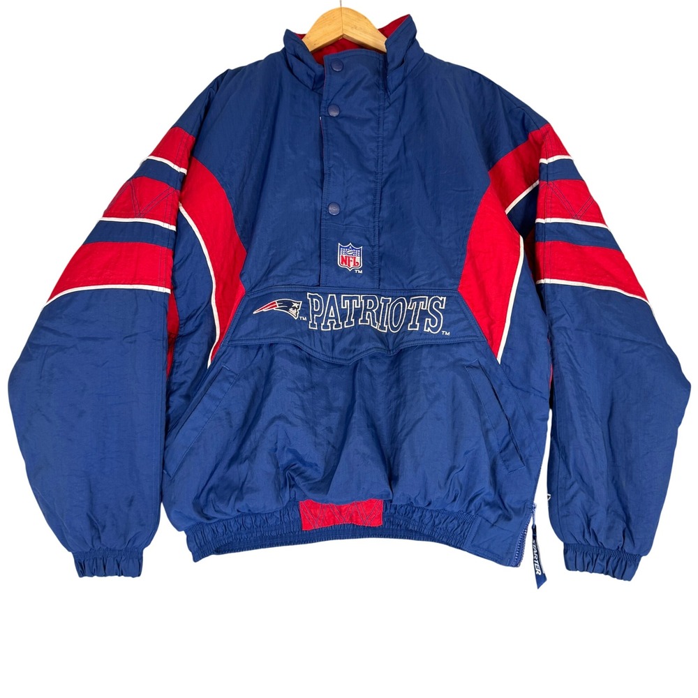 Vintage Starter NFL Pro Line New England Patriots Puffer Jacket Blue Red Large